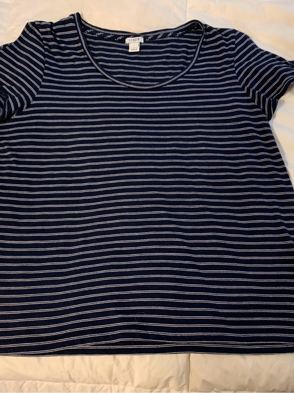 J. Crew Navy and White Striped Short-Sleeve Tee